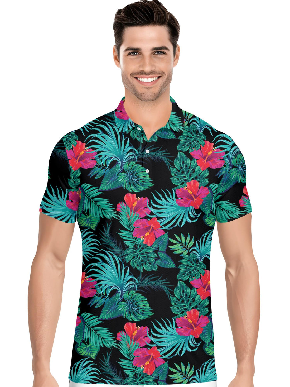 Funny Hawaiian Print Mens Polo