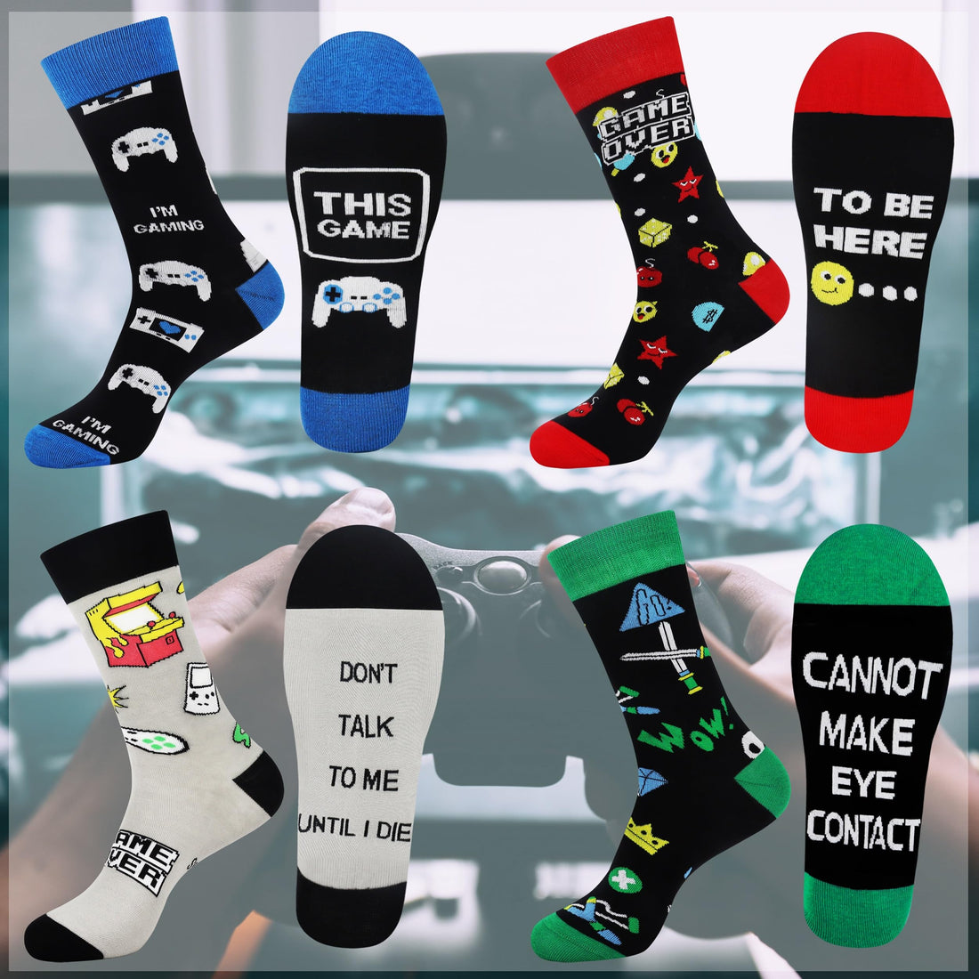 Mens Funny Fun Crazy Funky Dress Crew Socks