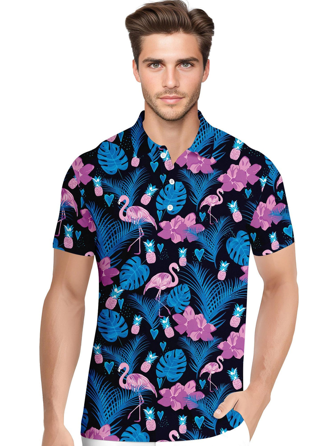 Funny Hawaiian Print Mens Polo