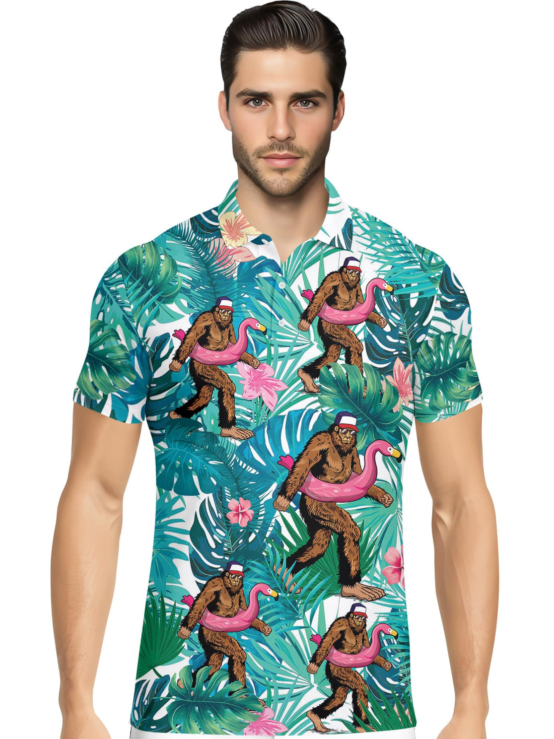 Funny Hawaiian Print Mens Polo
