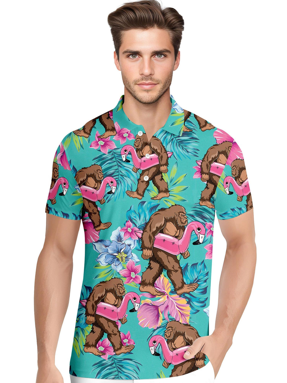 Funny Hawaiian Print Mens Polo