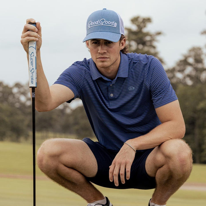 BIRDIE BLUE TRUCKER HAT - Dude Golf