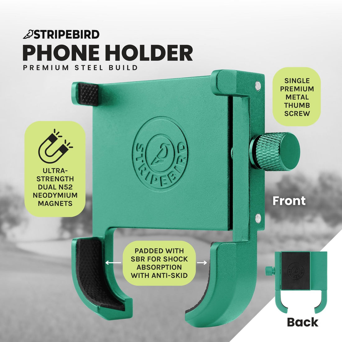 Stripebird - Original Magnetic Golf Cart Phone Holder - Dude Golf